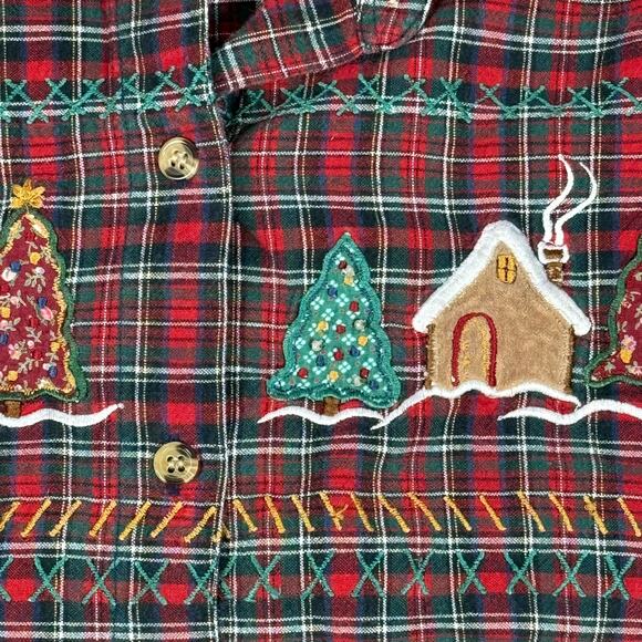 Vintage Christmas Gingerbread House Casey & Max Flannel Shirt - Picture 3 of 7